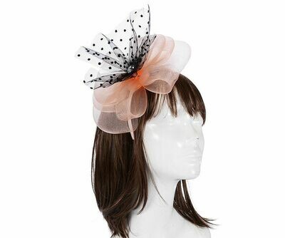Peach large floral and net fascinator headband Peach large floral and net fascinator headband