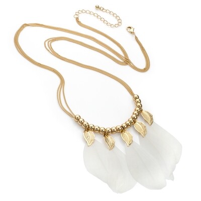 White feather chain Charm Necklace White feather chain Charm Necklace