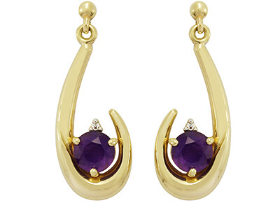 9ct Yellow Gold Purple CZ Droppers 9ct Yellow Gold Purple CZ Droppers