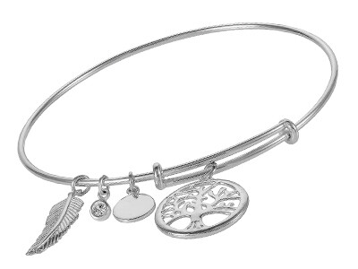 Silver Expanding Bangle, with 4 Charms Silver Expanding Bangle, with 4 Charms