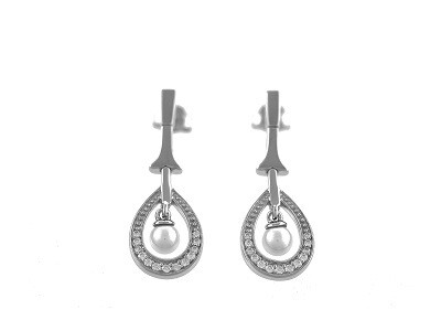 Silver Simulated Pearl Dropper Earrings Silver Simulated Pearl Dropper Earrings