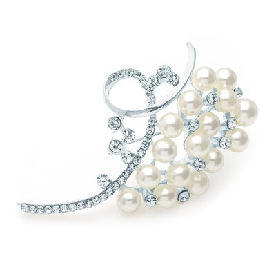 Silver and white pearl colour crystal brooch Silver and white pearl colour crystal brooch