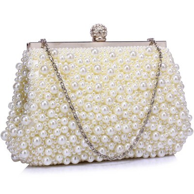 Ivory Vintage Bead Pearls Crystal Evening Clutch Bag Ivory Vintage Bead Pearls Crystal Evening Clutch Bag