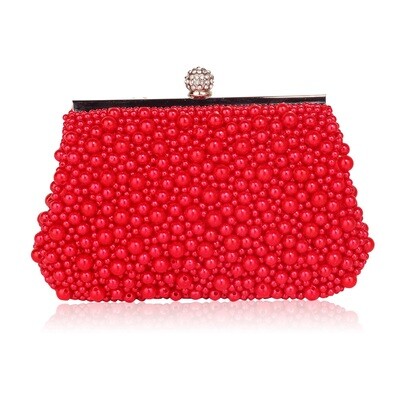 Red Vintage Beads Pearls Crystals Evening Clutch Bag Red Vintage Beads Pearls Crystals Evening Clutch Bag