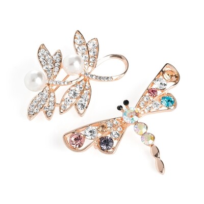 Dragonfly Brooch set two piece pearl & crystal Dragonfly Brooch set two piece pearl & crystal
