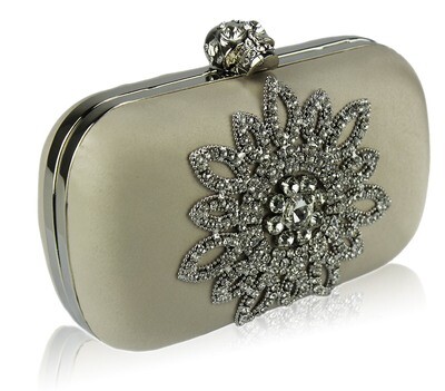 Beige Sparkly Crystal Satin Clutch Purse Beige Sparkly Crystal Satin Clutch Purse