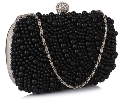 Black Beaded Pearl Rhinestone Clutch Bag Black Beaded Pearl Rhinestone Clutch Bag