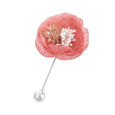 Dusty pink flower cream pearl effect glass bead brooch pin Dusty pink flower cream pearl effect glass bead brooch pin