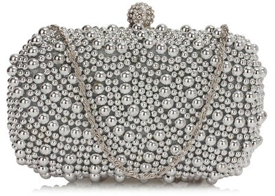 Silver Beaded Pearl Rhinestone Clutch Bag Silver Beaded Pearl Rhinestone Clutch Bag