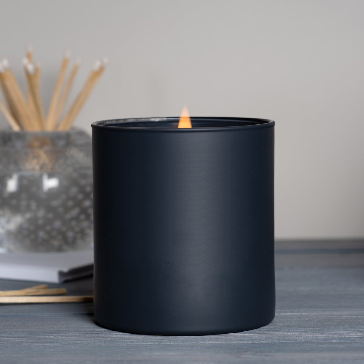 Large Black Matte Blank Jar Candle