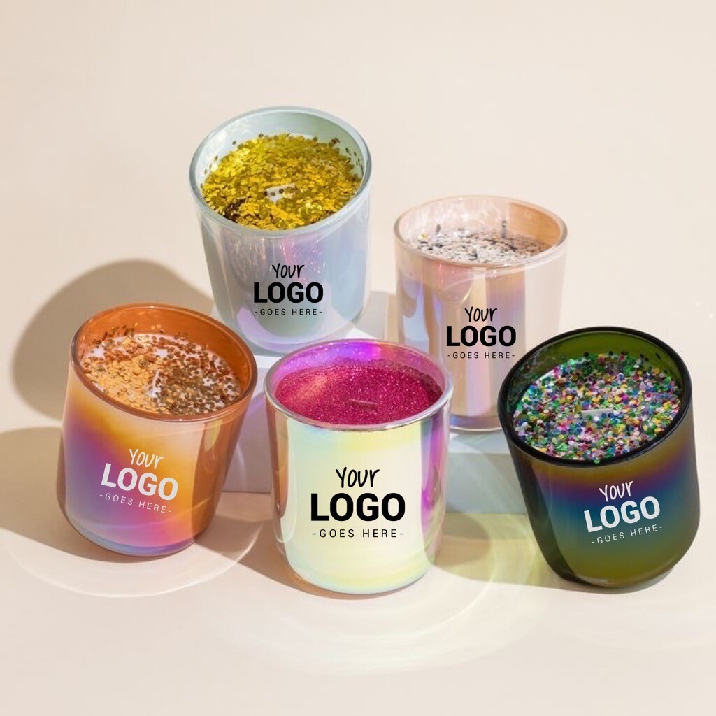 Large Luxury Logo Jar Glitter Candle Package