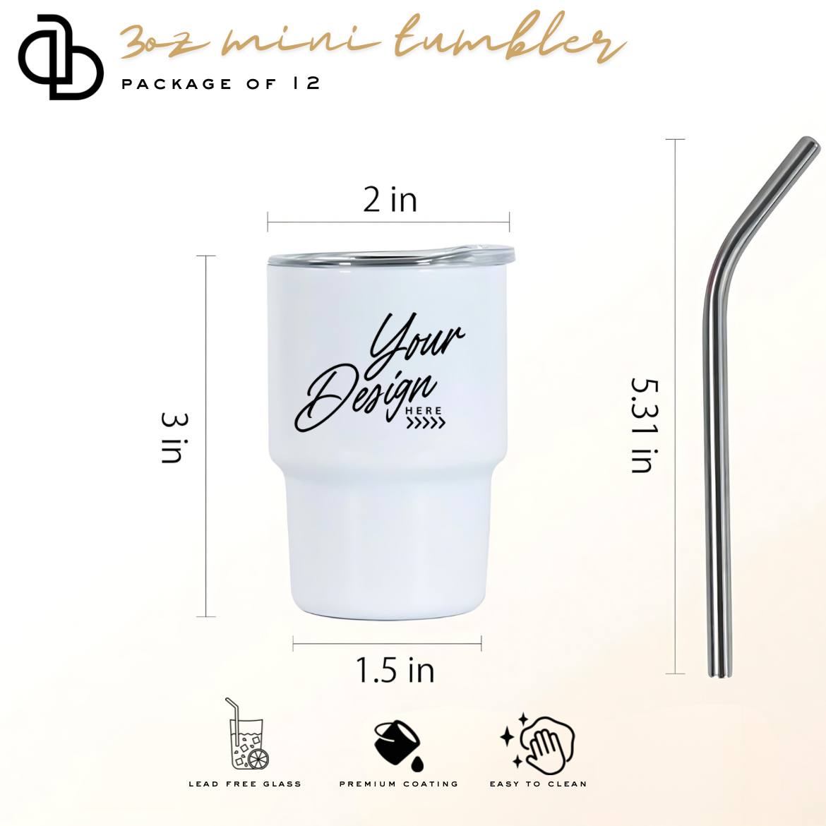 Personalized 3 oz Mini Tumbler Package Set of 12