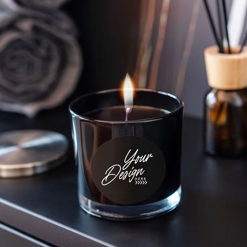 10 oz Black Gloss Candle With Logo Package