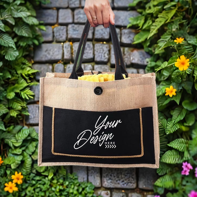 Large Burlap Tote Bag With Custom Logo