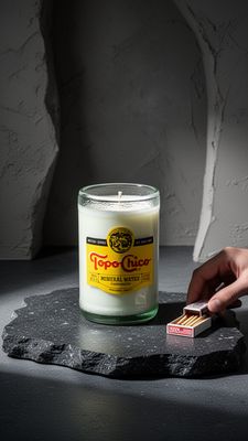 Mini Topo Chico Upcycled Bottle Candle