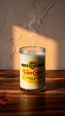 Mini Topo Chico Upcycled Bottle Candle