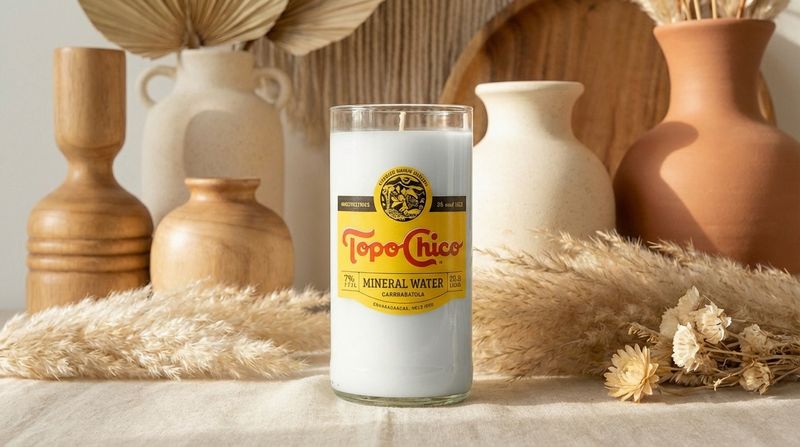 Topo Chico Upcycled Bottle Candle