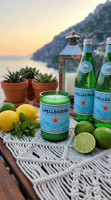 San Pellegrino Upcycled Bottle Candle