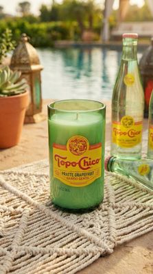 Topo Chico Grapefruit Upcycled Bottle Candle