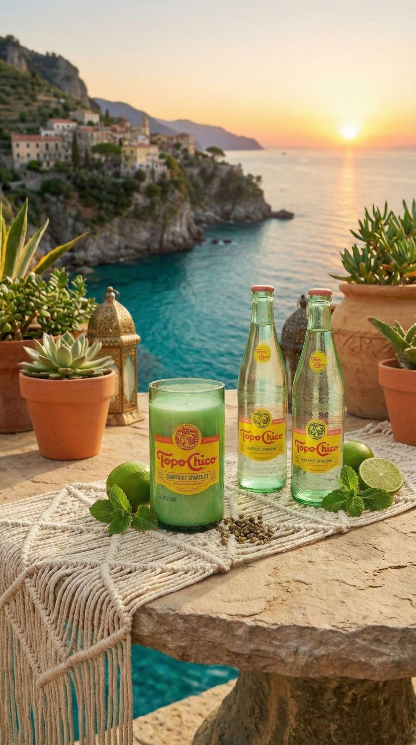 Topo Chico Grapefruit Upcycled Bottle Candle