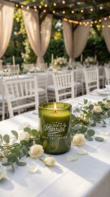 Personalized “Just Married” Wedding Candle