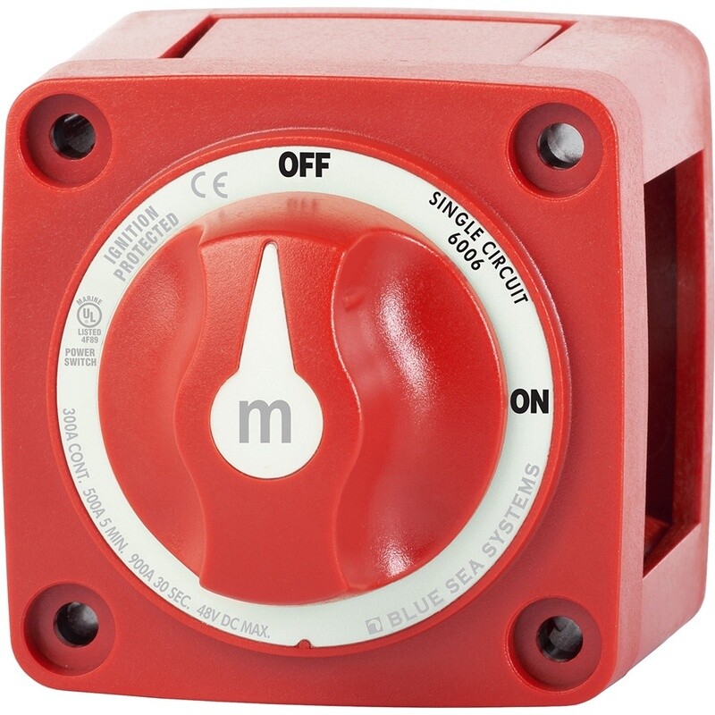BLUE SEA 6006 M-SERIES (MINI) BATTERY SWITCH SINGLE CIRCUIT ON/OFF RED