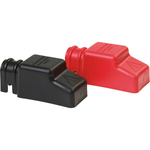 BLUE SEA 4018 SQUARE CABLECAP INSULATORS PAIR RED/BLACK