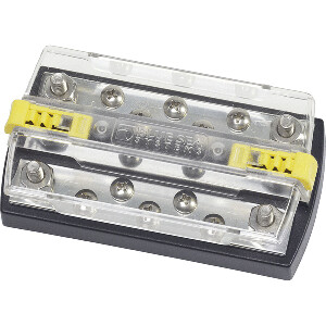 BLUE SEA 2722 DUALBUS PLUS 1/4&quot; STUD, 5 X 10-32 SCREW TERMINAL