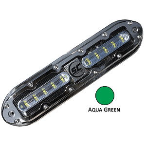 SHADOW-CASTER SCM-10 LED UNDERWATER LIGHT W/20&#39; CABLE - 316 SS HOUSING - AQUA GREEN