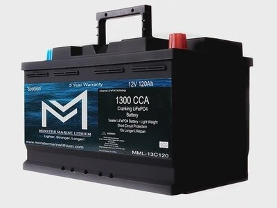 1300CCA 120Ah Dual Purpose Bluetooth Cranking Lithium &quot;Scorpion&quot;