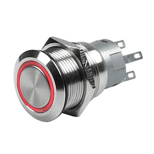 MARINCO PUSH BUTTON SWITCH - 12V LATCHING ON/OFF - RED LED