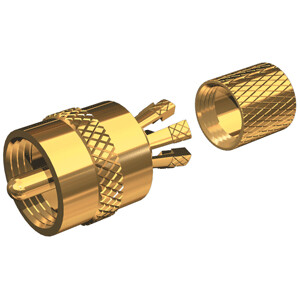 SHAKESPEARE PL-259-CP-G - SOLDERLESS PL-259 CONNECTOR FOR RG-8X OR RG-58/AU COAX - GOLD PLATED