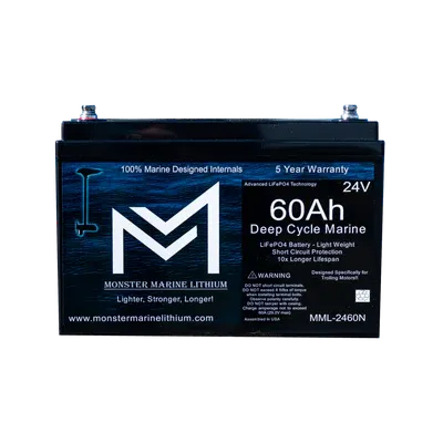 24V 60Ah Lithium Deep Cycle Marine Trolling Battery - Bluetooth