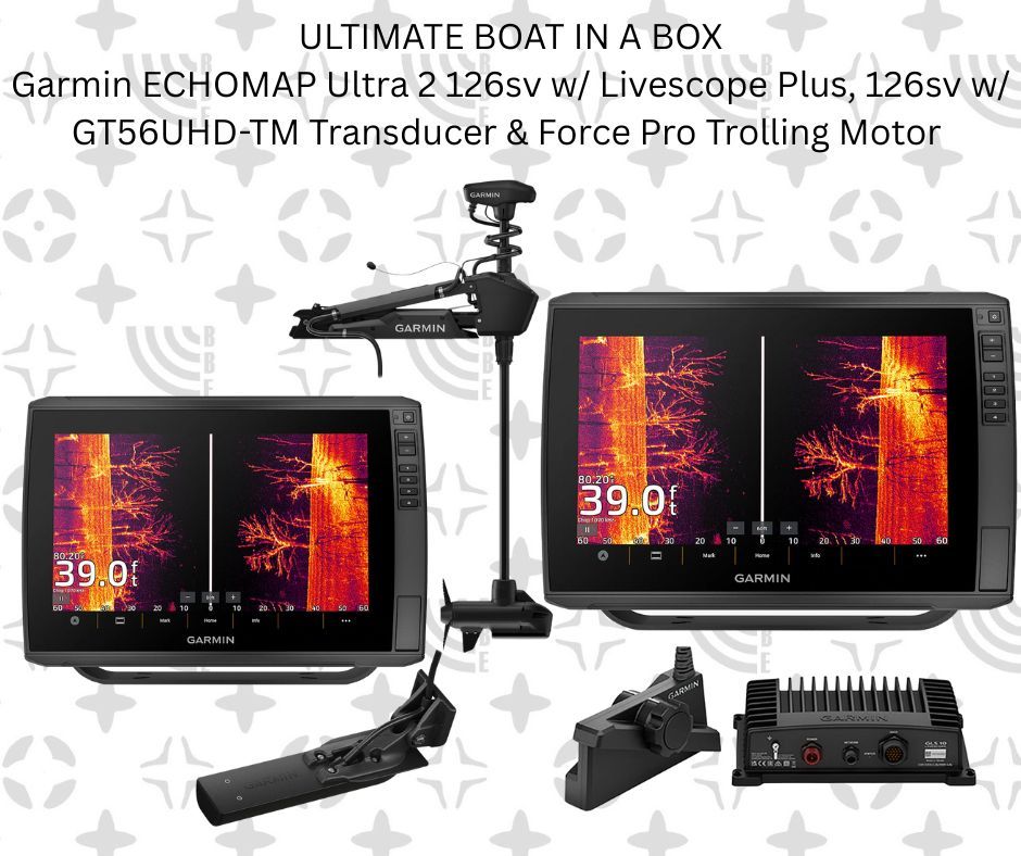 Garmin ECHOMAP Ultra 2 126sv w/ LiveScope Plus, 126sv w/ GT56UHD-TM Transducer &amp; Force Pro Trolling Motor Bundle