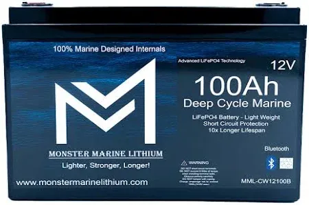 Monster Marine 12V 100Ah Slim Battery