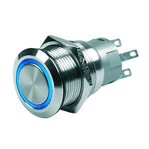MARINCO PUSH-BUTTON SWITCH - 12V LATCHING ON/OFF - BLUE LED
