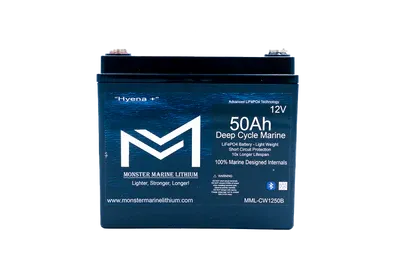 12v 50Ah Deep Cycle Lithium Marine Battery "Hyena" - Bluetooth