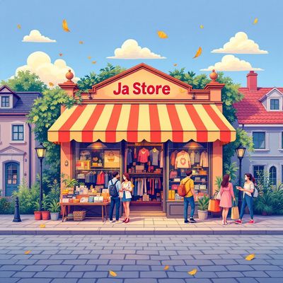ja store vibrant urban shopping scene shop sales ja