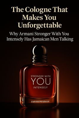 High-resolution image of Armani Stronger With You Intensely Eau de Parfum bottle, professionally lit on a clean black background for luxury fragrance branding. Sold By Shop Sales Ja Jamaica&#39;s Trusted Online Shopping Store. Ecommerce Store in Jamaica selling long lasting colognes.