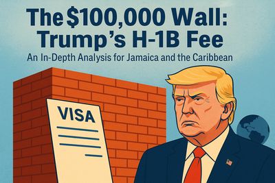 Illustration Of Trump&#39;s Annual &quot;$100,000 Wall&quot; H-1B Visa Fee Analysis For Jamaica And The Caribbean. What You Should Know.