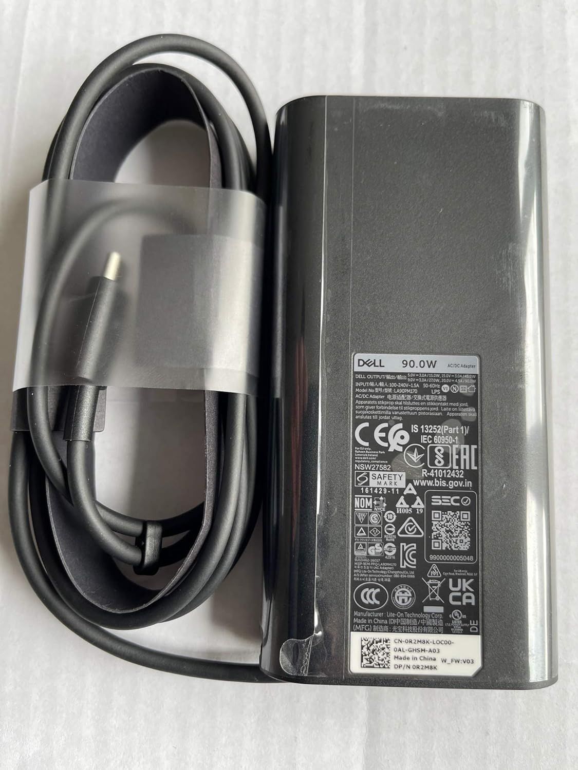 New Replacement Dell 90W USB-C R2M8K 0R2M8K AC Adapter for Dell Latitude 5310 2-in-1, Latitude 5410, Latitude 5510, Precision 3550, Latitude 9410 2-in-1, XPS 15 (9500), Latitude 9510