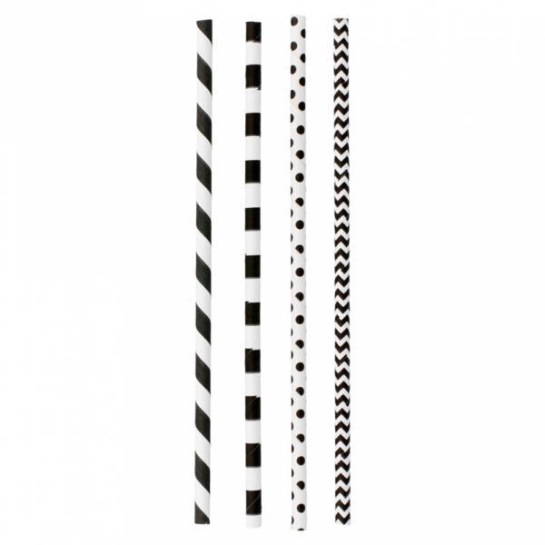 Pailles en papier droite noir & blanc 21 cm - 250 U