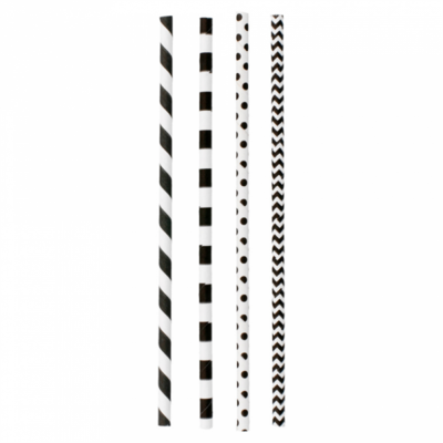 Pailles en papier droite noir & blanc 21 cm - 250 U