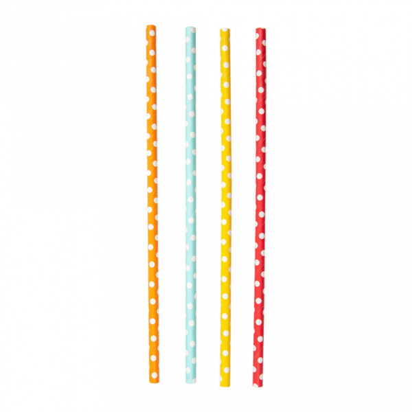 Pailles en papier droite multicolore à pois 21 cm - 250 U