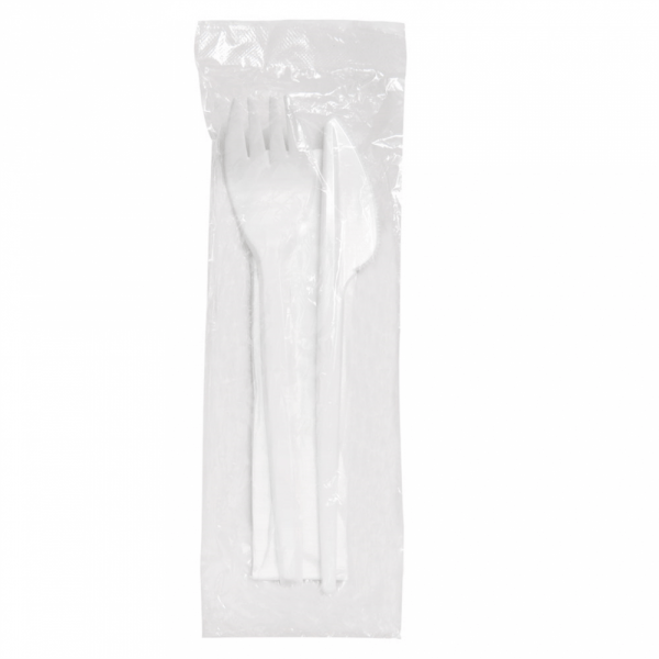 Sachet couverts économique PS blanc 17 cm - 250 U