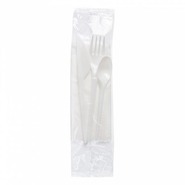 Sachets couverts économique blanc PS 17 cm - 250 U