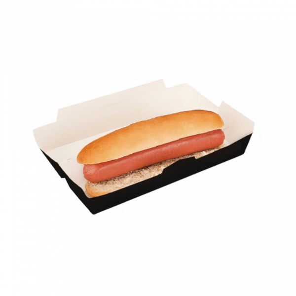 Boîtes en carton hot dogs Parole/Black/carton recyclé natural 23,5 x 9 x 6 cm - 50 U