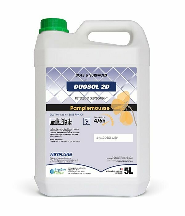Détergent désodorisant sols et surfaces Duosol 2D - 5L