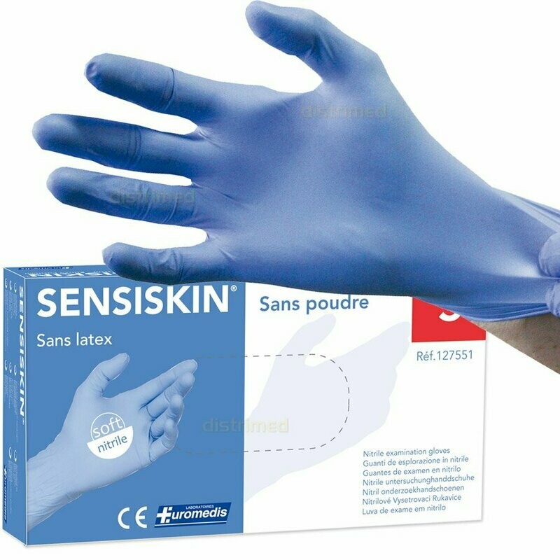 Gant nitrile bleu non poudré - 100U