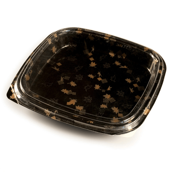 RÉCIPIENTS + COUVERCLES POUR SUSHI 27x27x4,5 CM NOIR PS (pack 120 UNITÉ)